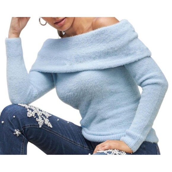 Boston Proper Plush Pullover Long Sleeve Sweater Color Kentucky Blue Size XLarge - Picture 1 of 13